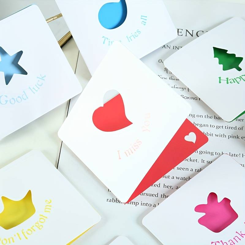 Creative Simple Color Hollow Greeting Card Folding Small - Temu